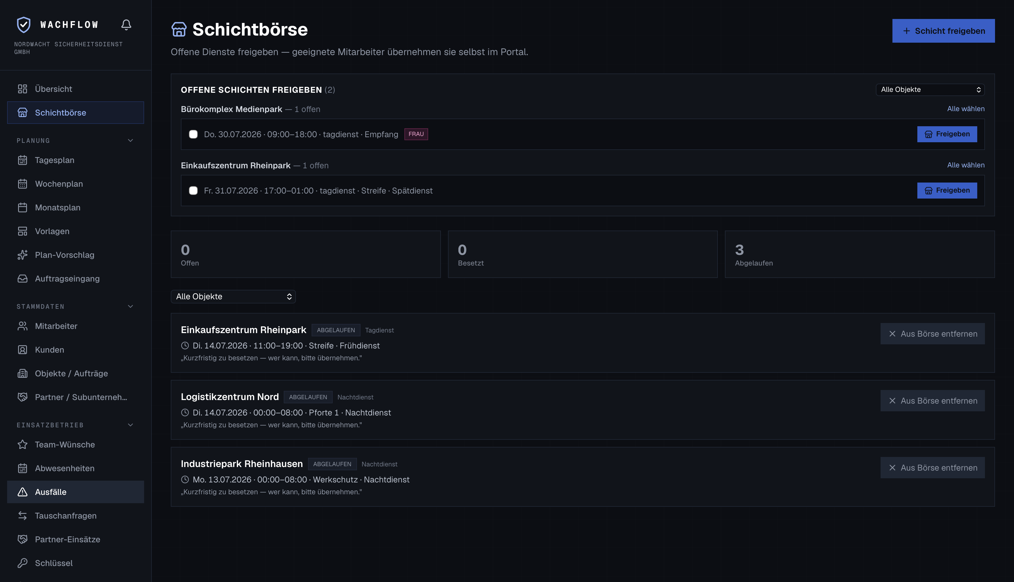 WachFlow SCHICHTBÖRSE